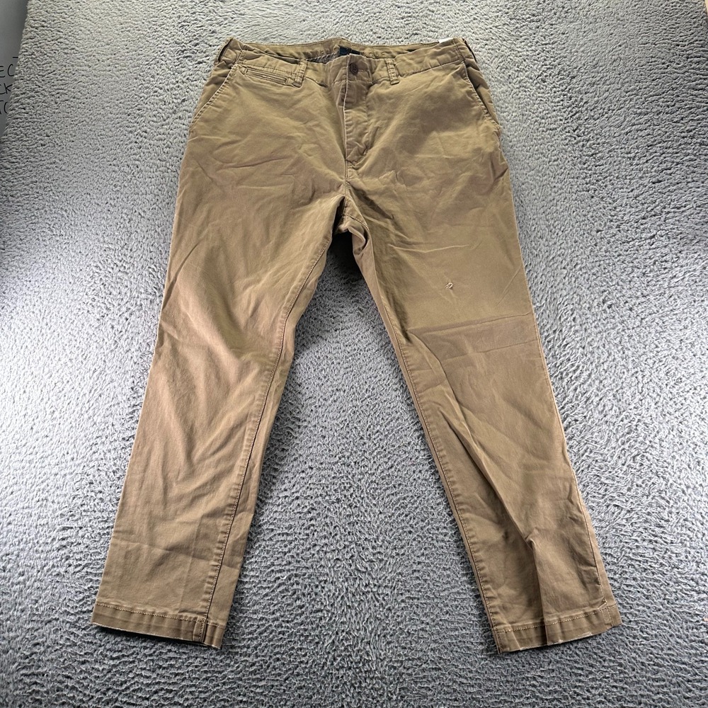 American Eagle Outfitters Pant Mens 36x28 Brown Cotton Khakis Straight Slim Fit